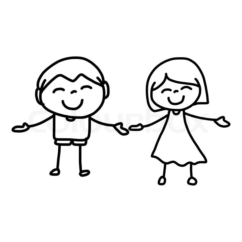 800x800 Hand Drawing Cartoon Character Happy Stock Vector Colourbox - Kids Playing Drawing