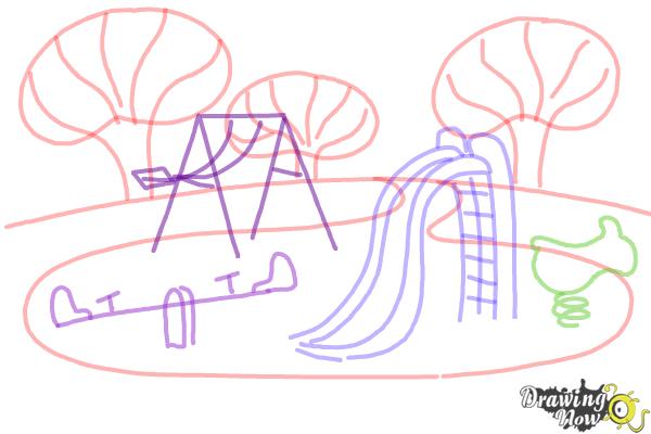 600x400 How To Draw Kids Playing In A Playground - Kids Playing Drawing