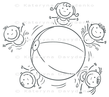 350x312 little kids playing ball in the swimming pool tpt - Kids Playing Drawing