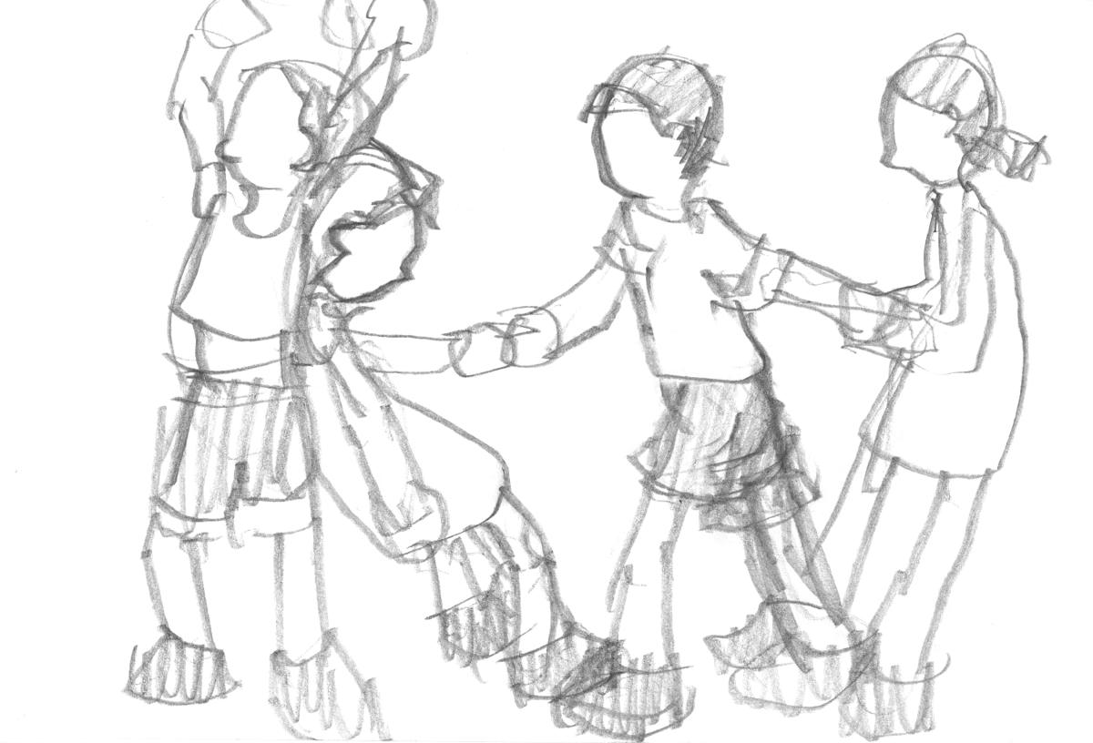 1200x816 How To Draw Children Playing - Kids Playing Drawing