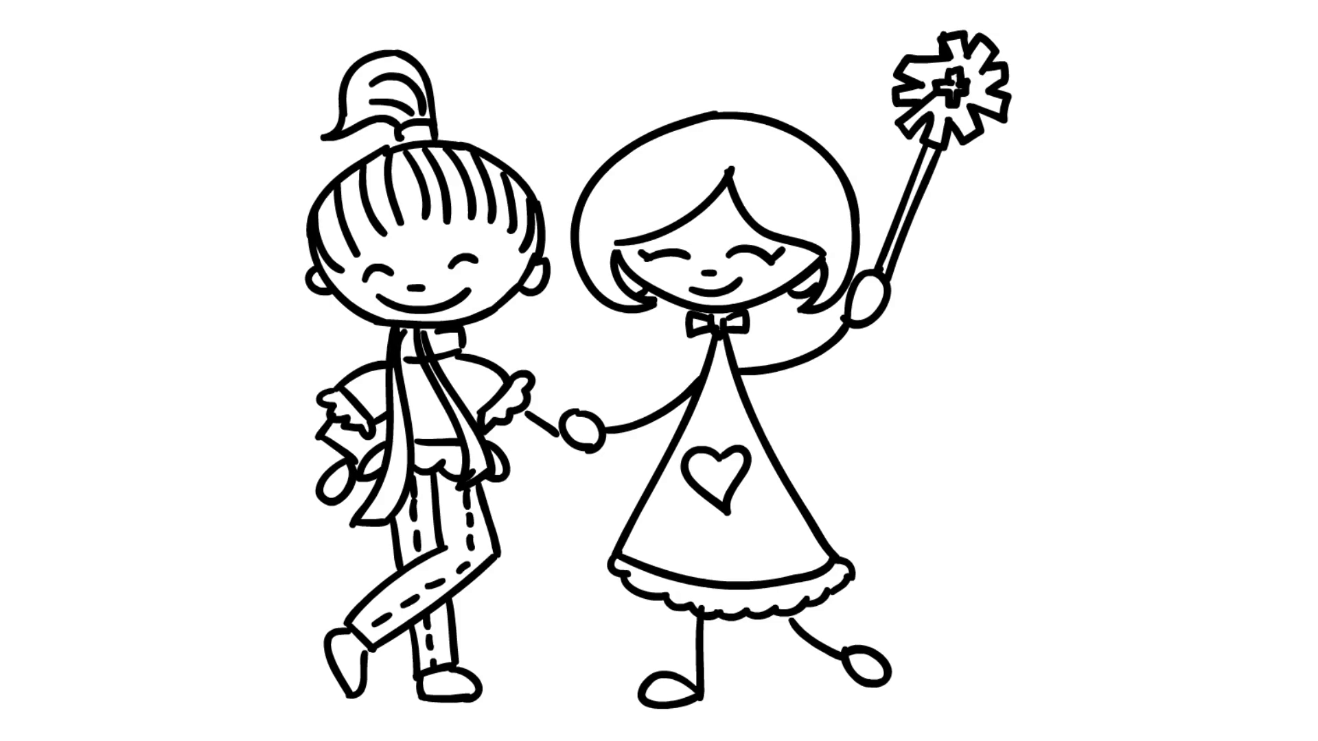 1920x1080 Christmas Kids Playing Line Drawing Illustration Animation - Kids Playing Drawing