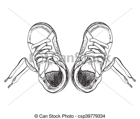 450x384 hand drawn pair of kids shoes it can be used for decorating - Kids Shoes Drawing