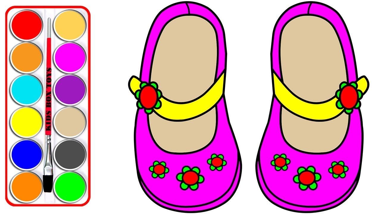 1280x720 Baby Shoes Coloring Pages Learn Colors For Kids - Kids Shoes Drawing