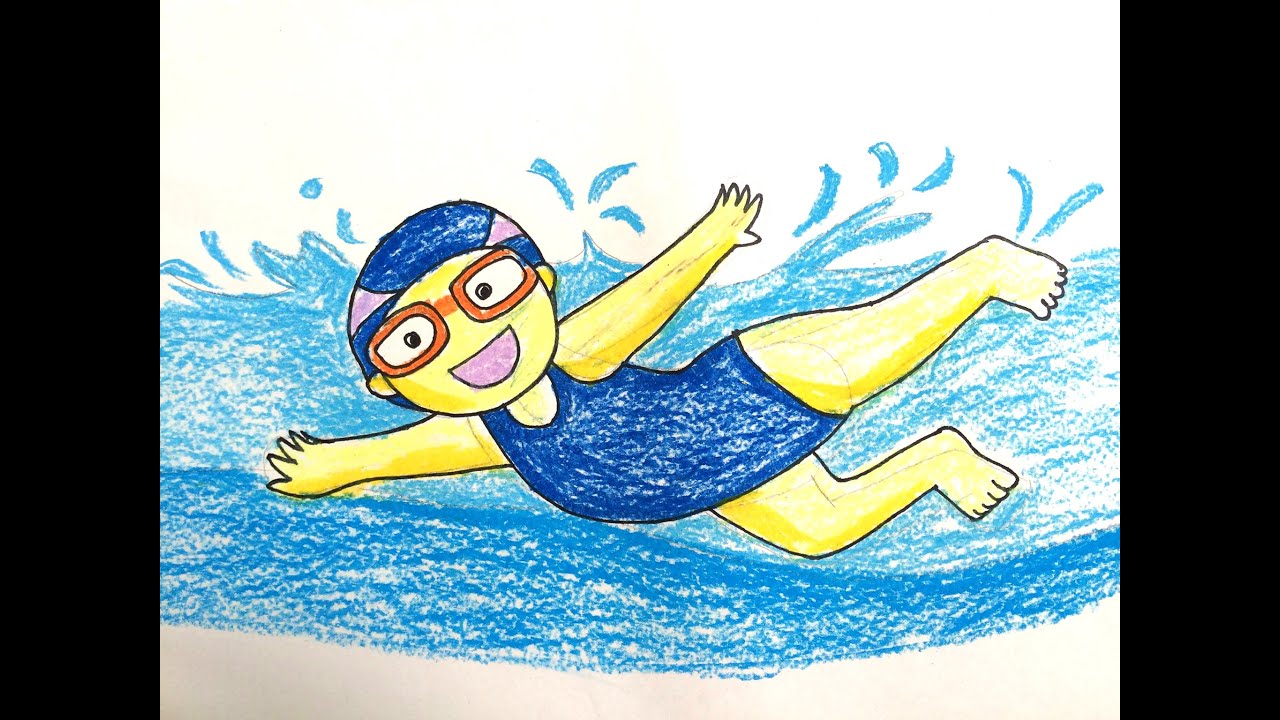 1280x720 Painting Summer For Kids How To Draw A Boy Swimming Pool - Kids Swimming Drawing