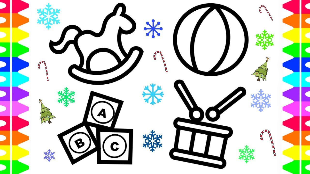 1280x720 christmas holiday coloring pages for kids baby christmas toys - Kids Toys Drawing