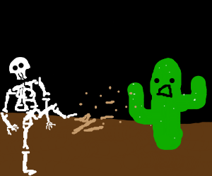 300x250 Skeleton Guy Kik'n Dirt To A Cactus Drawing - Kik Drawing