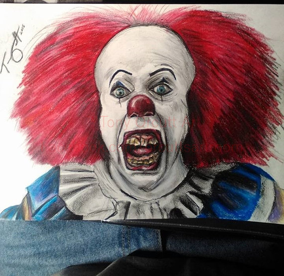 570x554 Print Pennywise It Tim Curry Horror Evil Dark Killer Clown - Killer Clown Drawings