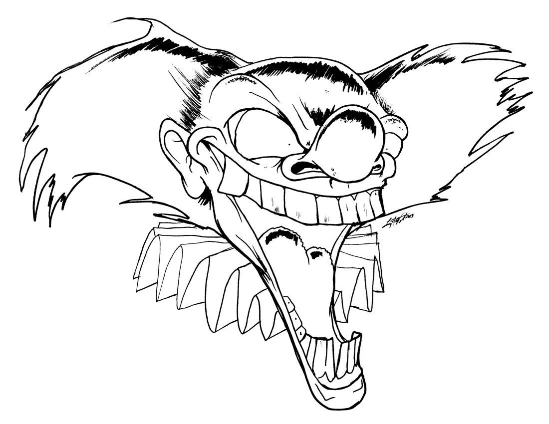 1100x850 Scary Clown Coloring Pages - Killer Clown Drawings