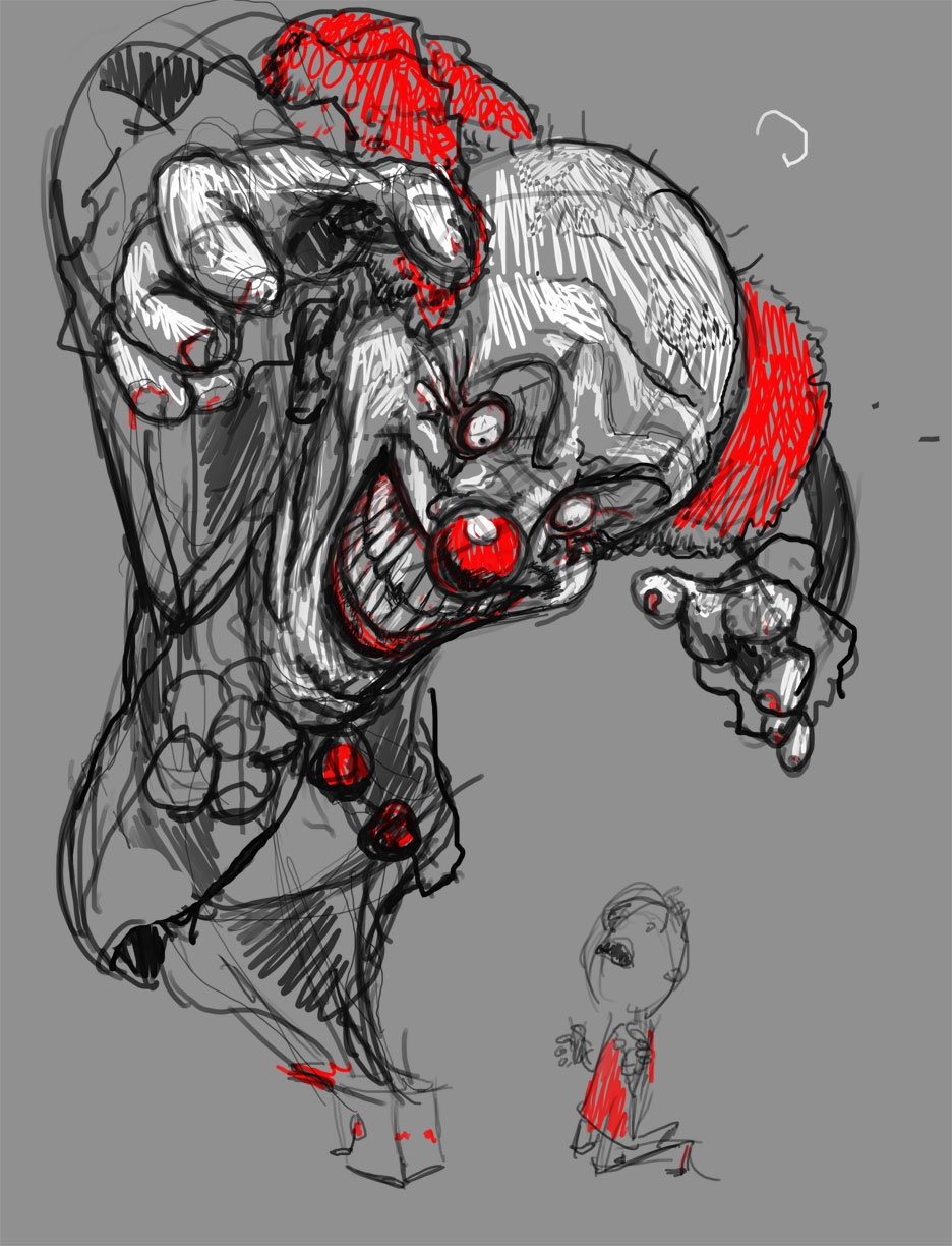 936x1224 Killer Clown Made Of Lines - Killer Clown Drawings