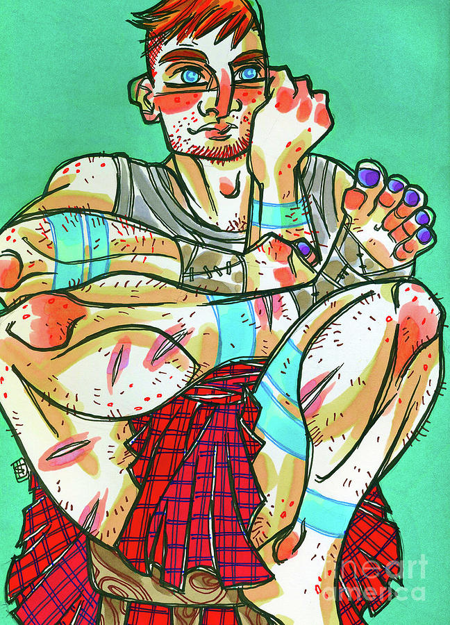 648x900 kilt no sporan drawing - Kilt Drawing