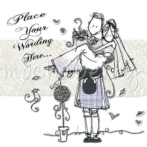 500x500 personalised wedding cards scottish wedding cards wedding card - Kilt Drawing