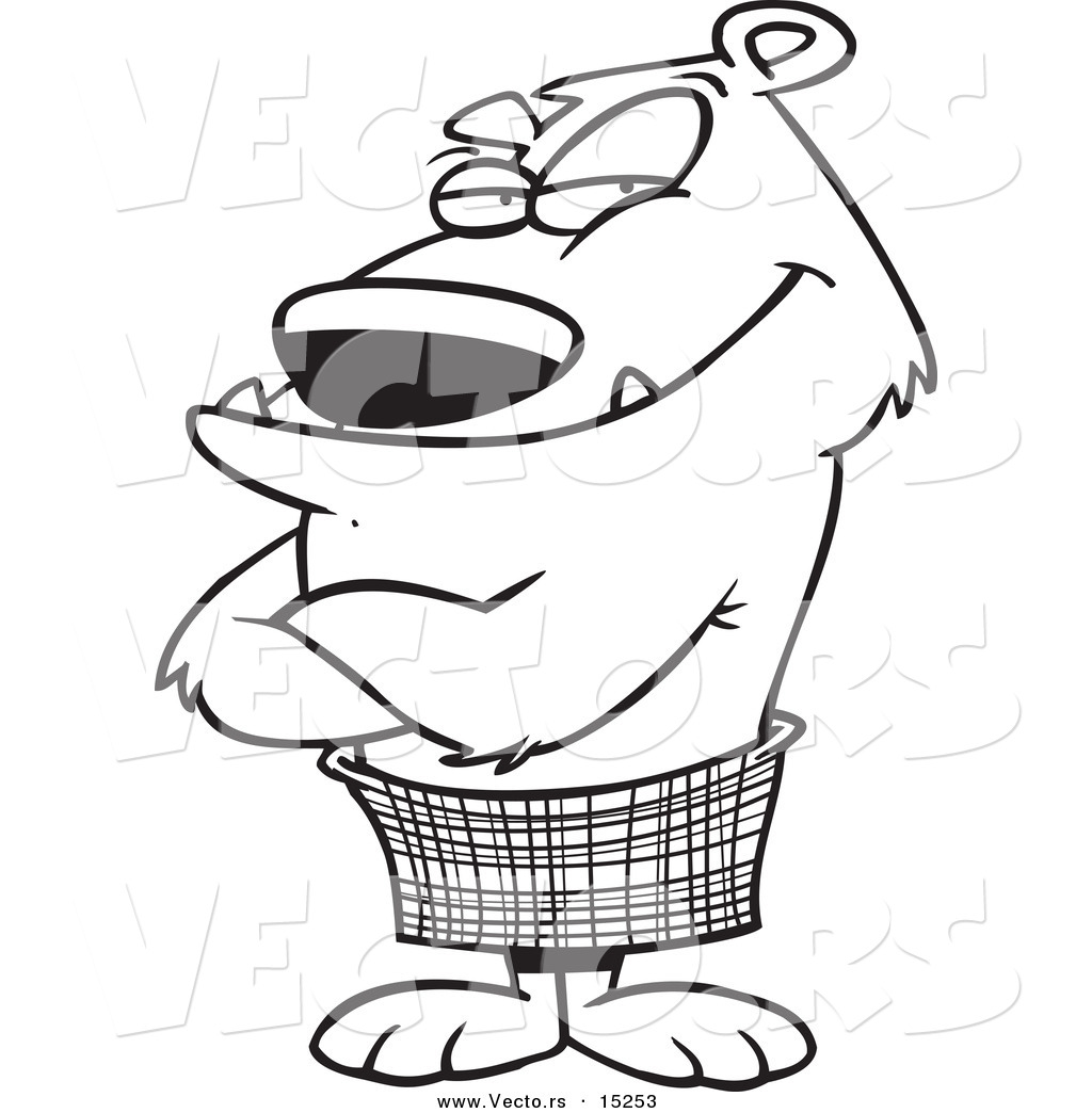 1024x1044 vector of a cartoon bear in a kilt - Kilt Drawing