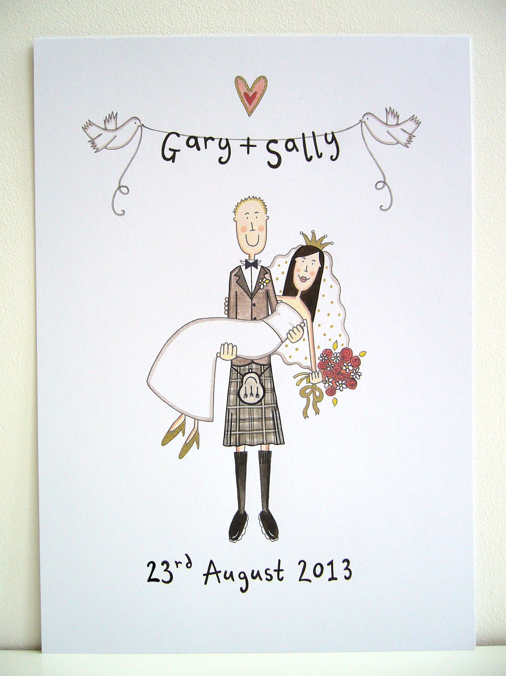 1611x2151 groom in kilt drawing unframed personalised scottish themed - Kilt Drawing