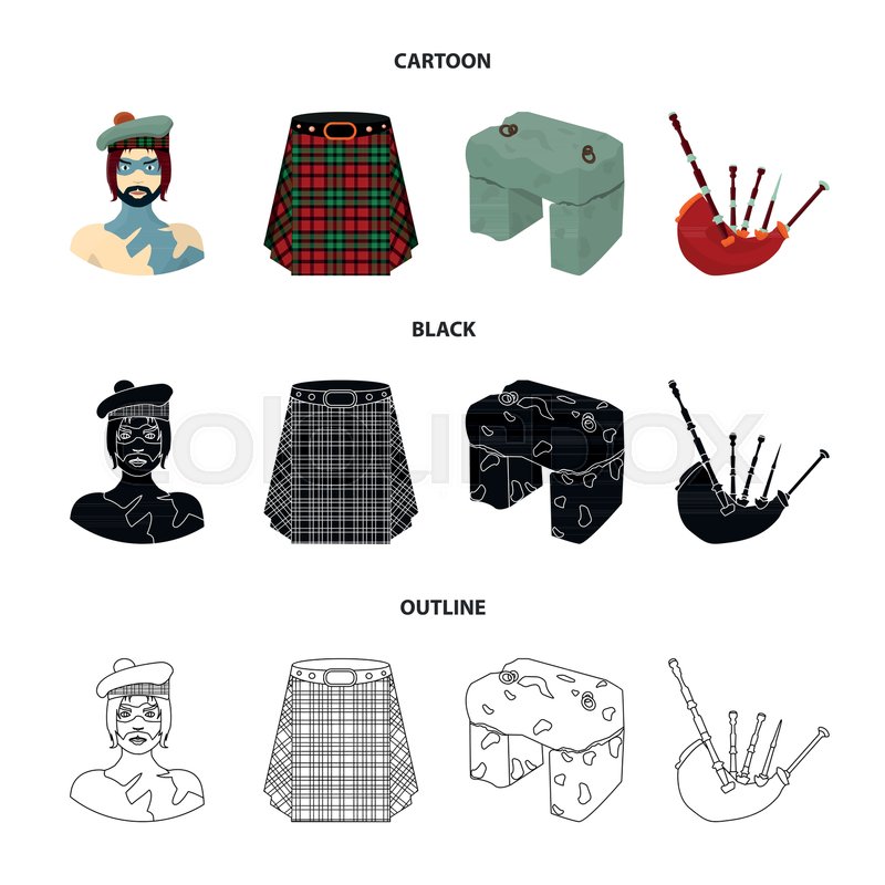 800x800 highlander, scottish viking, tartan, stock vector colourbox - Kilt Drawing