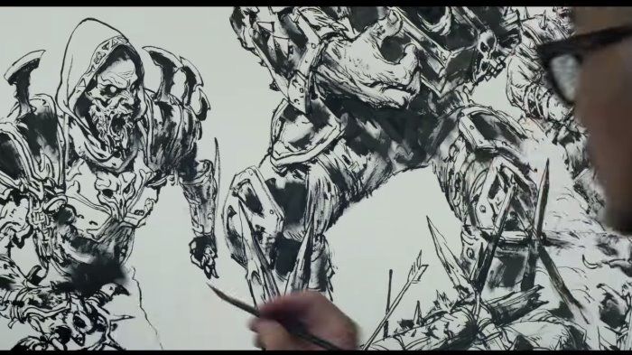700x393 korean artist kim jung gi creates amazing battle for azeroth mural - Kim Jung Gi Drawing