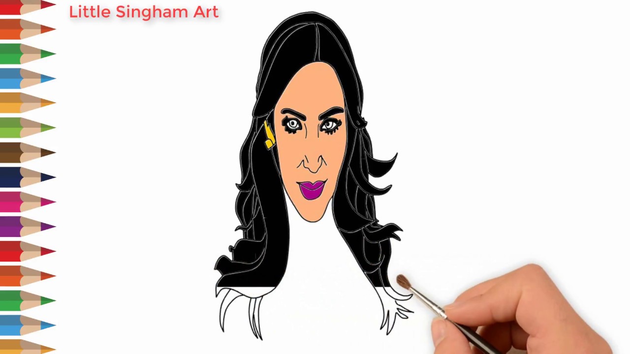 1280x720 how to draw kim kardashian little singham art drawing kim - Kim Kardashian Drawing