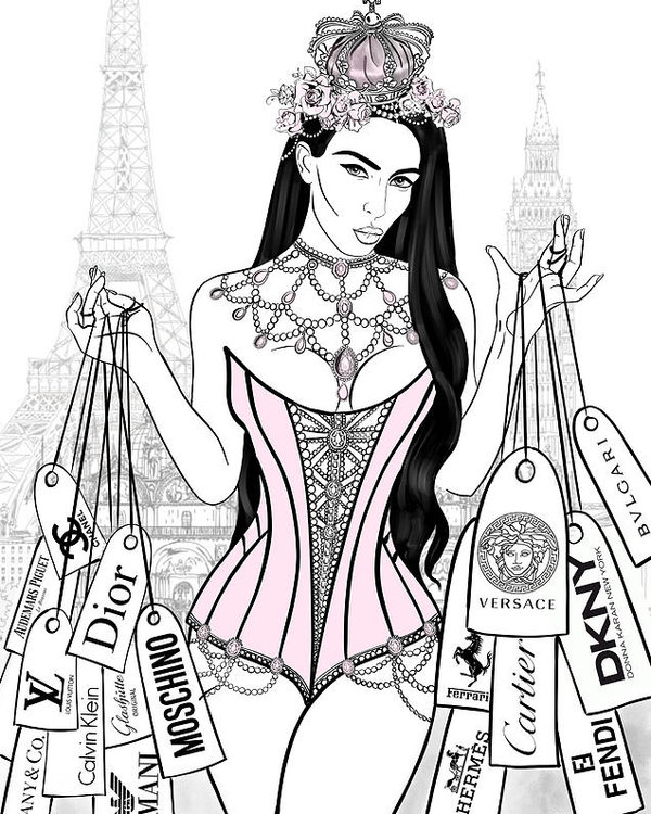 600x750 kim kardashian illustration poster - Kim Kardashian Drawing