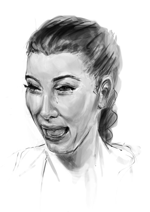 500x707 kim kardashian crying face drawing art crying face, ugly - Kim Kardashian Drawing