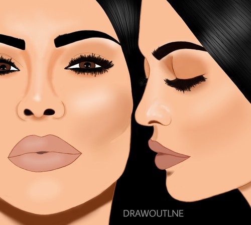 500x448 kylie jenner kim kardashian on we heart it - Kim Kardashian Drawing