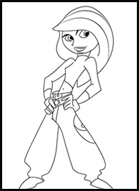 200x274 how to draw kim possible cartoon characters drawing tutorials - Kim Possible Drawing