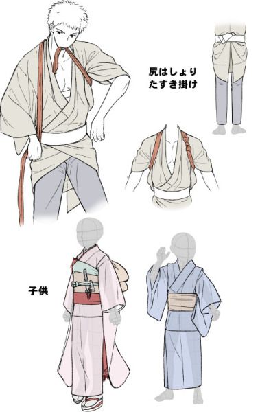 379x600 How To Draw Traditional Japanese Clothing - Kimono Drawing