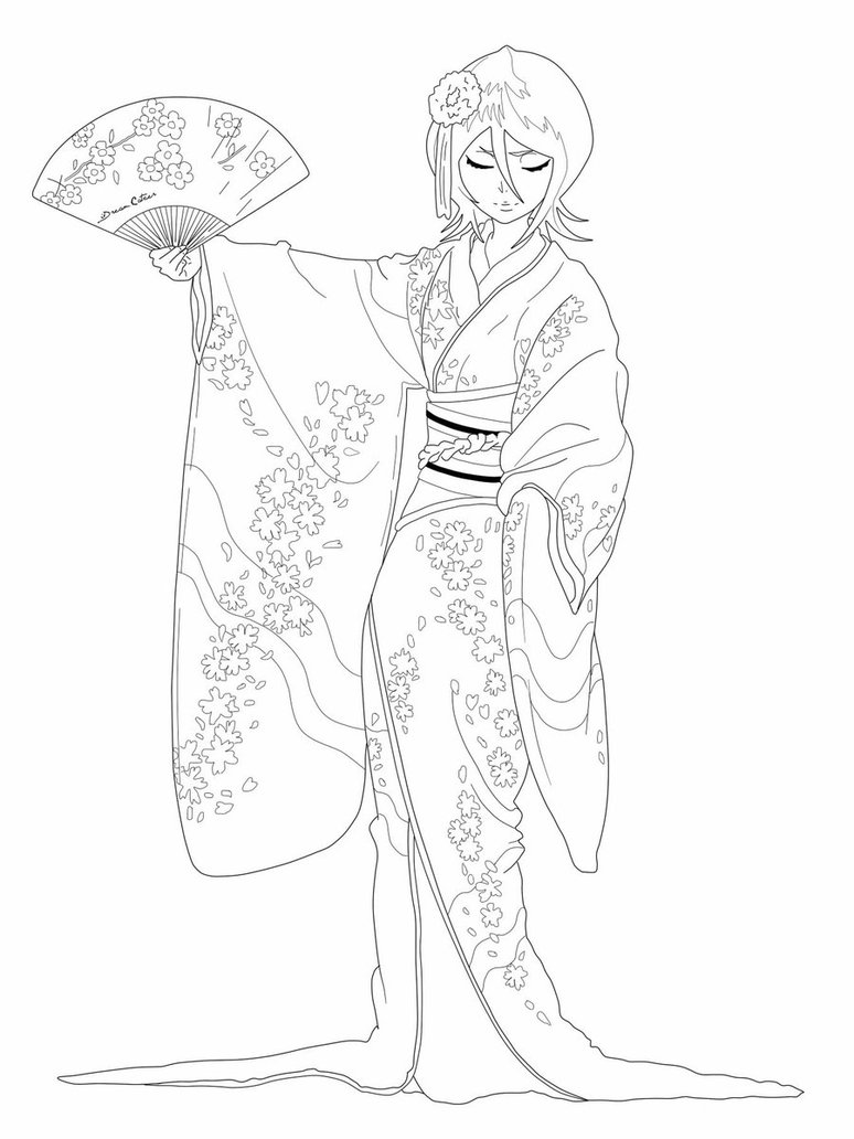 Kimono Drawing At Paintingvalley Com Explore Collection Of