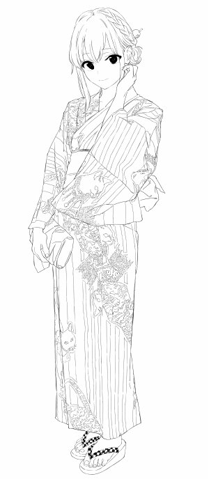 300x688 a new drawing of yukino in a kimono - Kimono Drawing