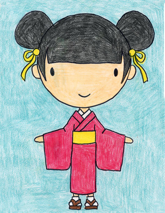 541x700 draw a kimono girl art projects for kids - Kimono Drawing