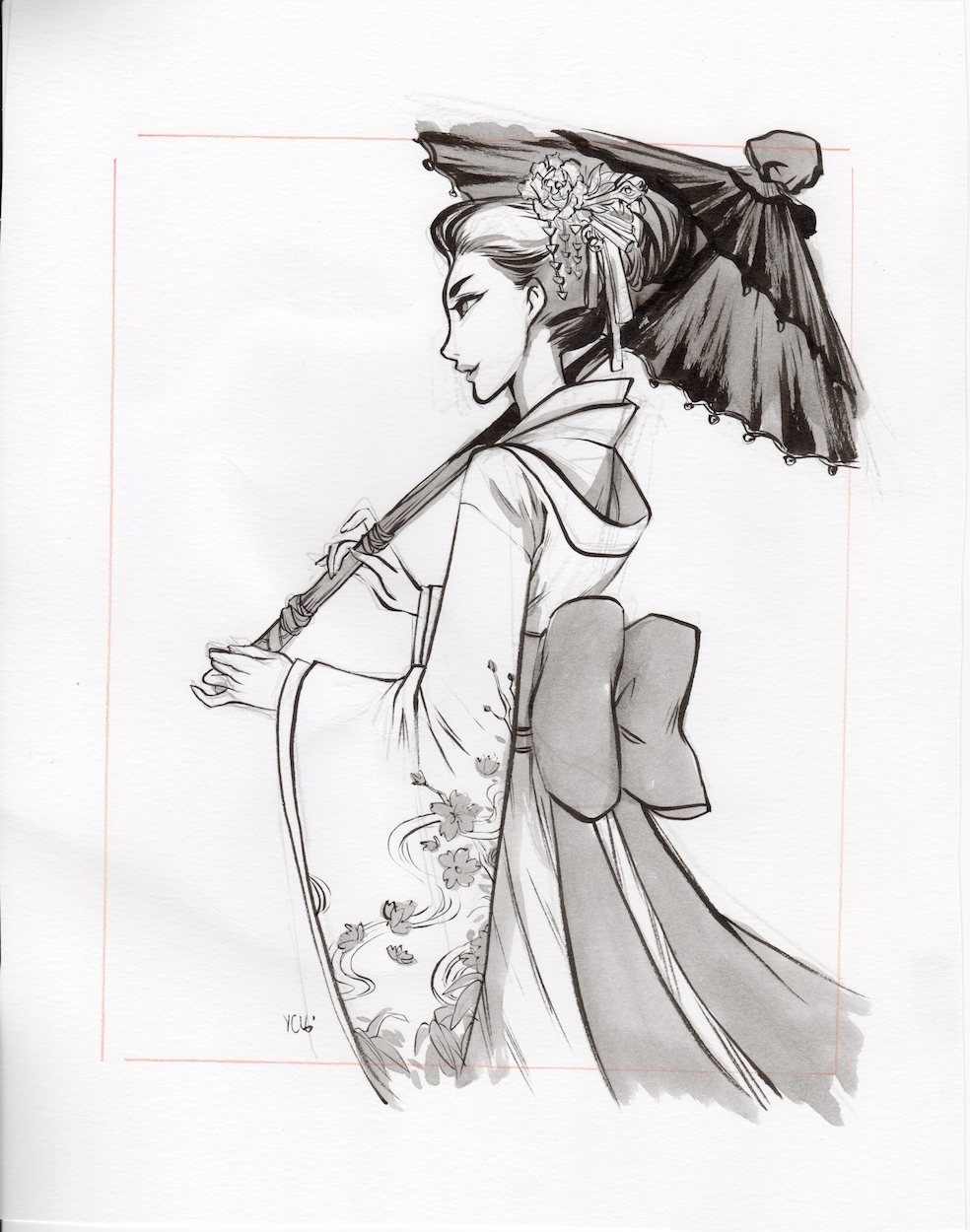 984x1250 kimono girl - Kimono Girl Drawing
