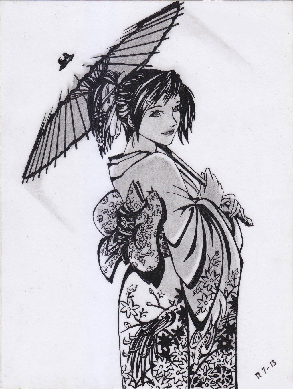 Девушка в кимоно эскиз
