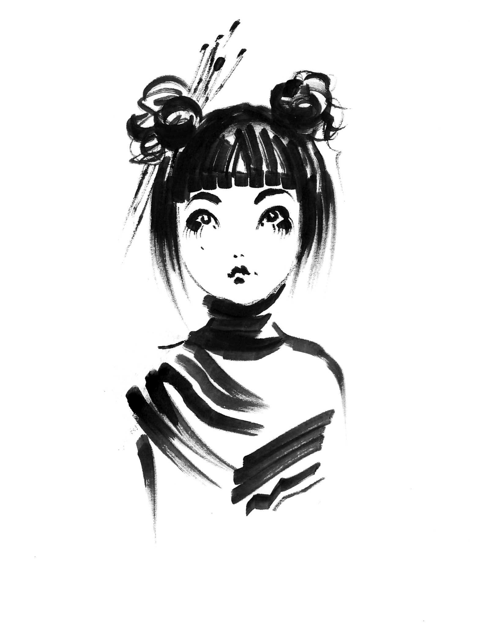 1575x2034 Fashion - Kimono Girl Drawing