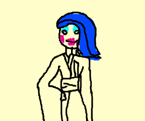 300x250 blue haired kimono girl with too much makeup - Kimono Girl Drawing