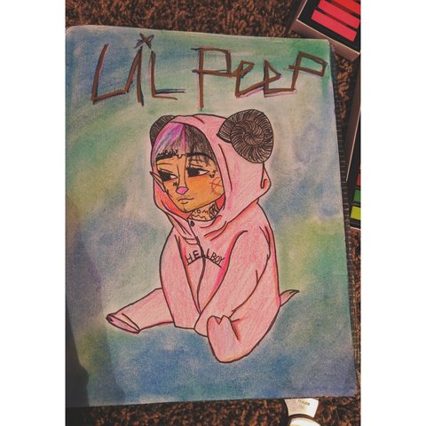 480x480 one of a kind lil peep drawing hand drawn hellboy chibi - Kind Drawing