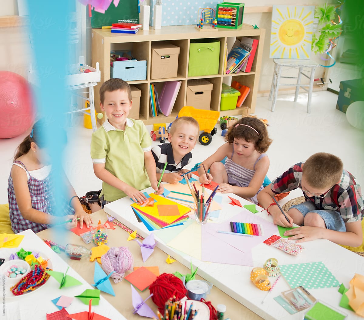 1200x1053 kids drawing at the kindergarten stocksy united - Kindergarten Kids Drawing