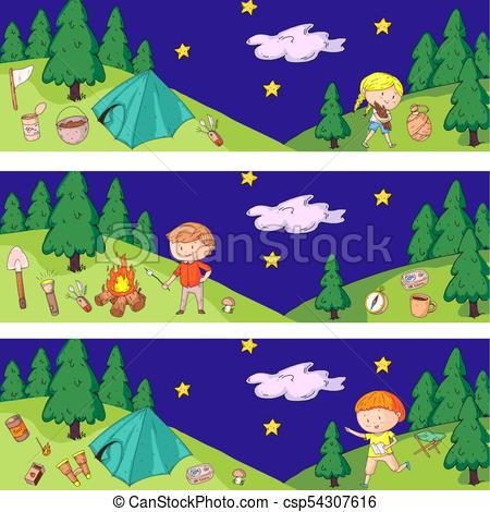 450x470 children camping summer c scouts, adventure, hiking - Kindergarten Kids Drawing