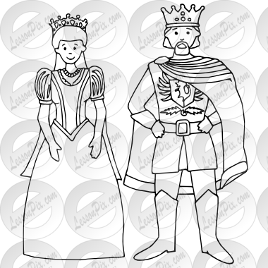 380x380 King And Queen Outline For Classroom Therapy Use - King And Queen Drawings