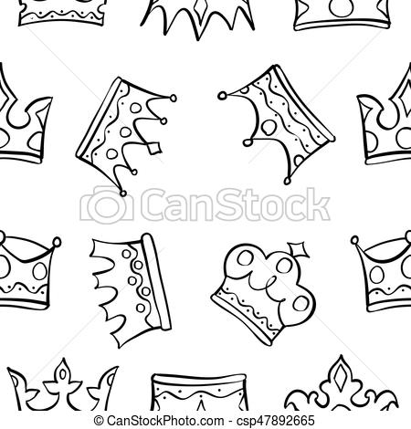 450x470 Pattern Of King Queen Crown Vector Art - King And Queen Drawings