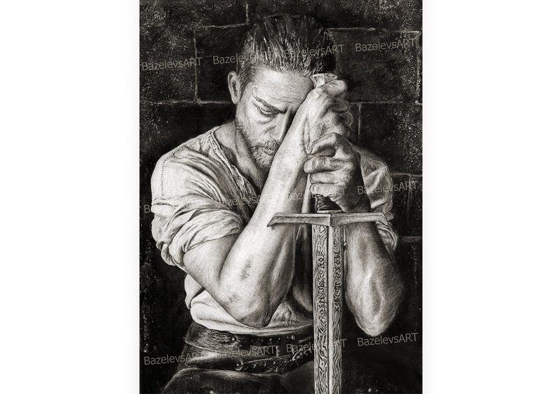 794x561 King Arthur Legend Of The Sword Size Poster Charlie Etsy - King Arthur Drawing