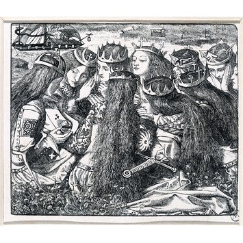 355x355 The Death Of King Arthur Rossetti, Dante Gabriel Vampa Search - King Arthur Drawing