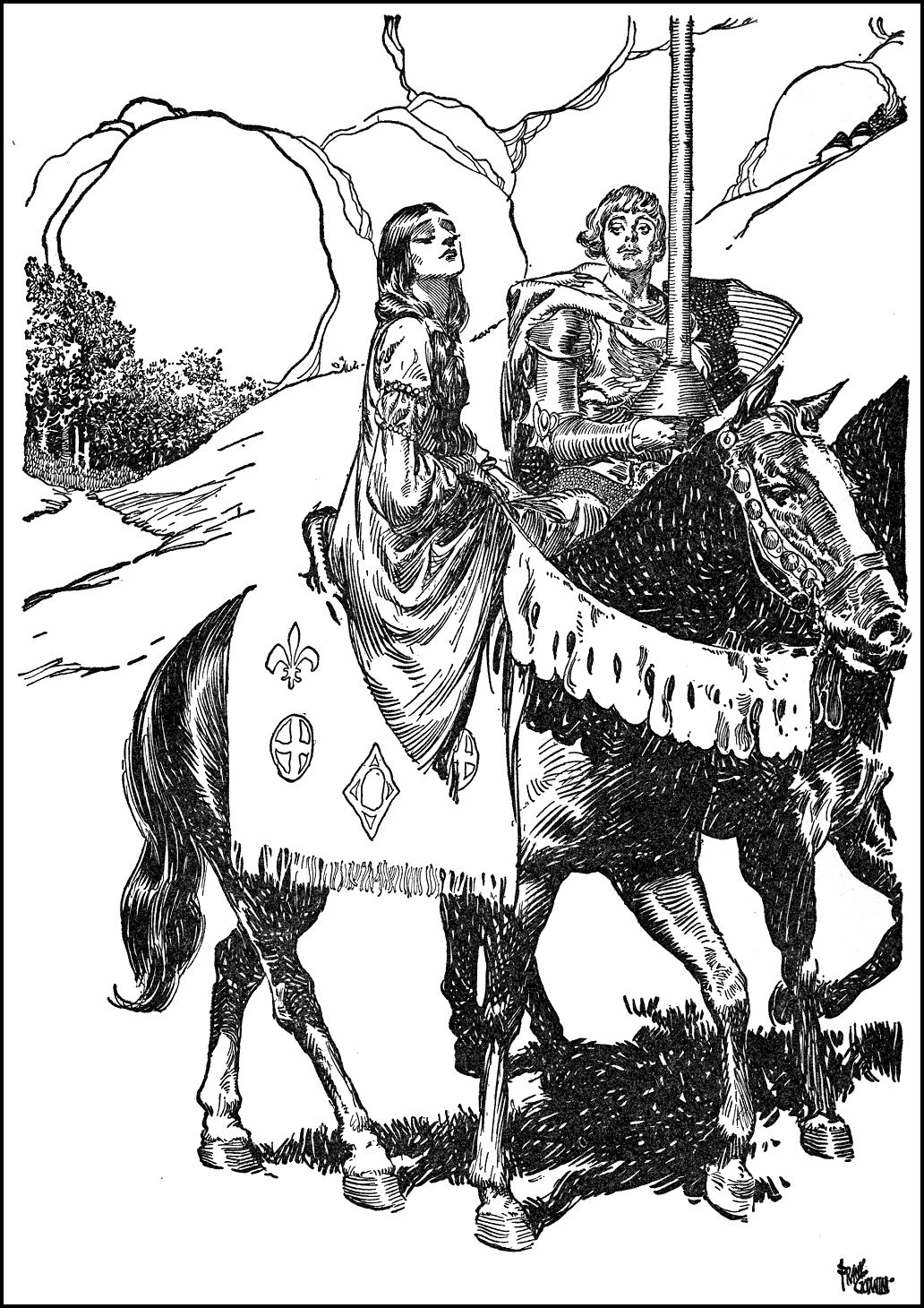 1032x1460 Frank Godwin Kingarthur Comenotnearme Art Ink Masters - King Arthur Drawing