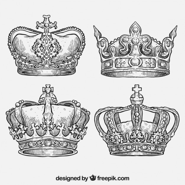626x626 hand drawn royal crowns vector free download - King Crown Drawing