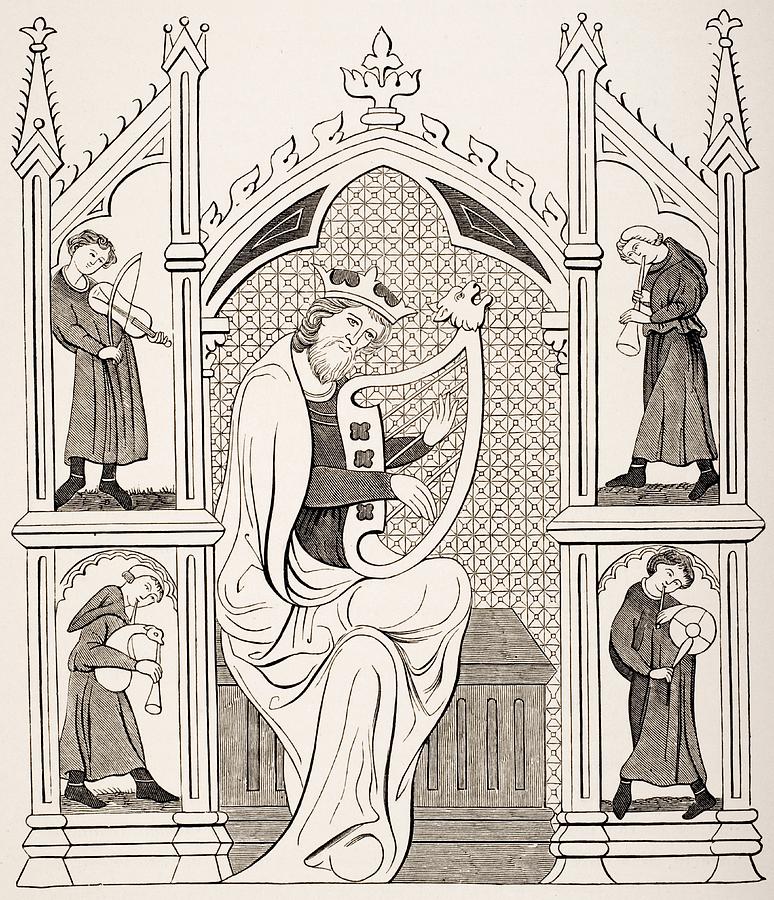 774x900 king david playing on the lyre drawing - King David Drawing