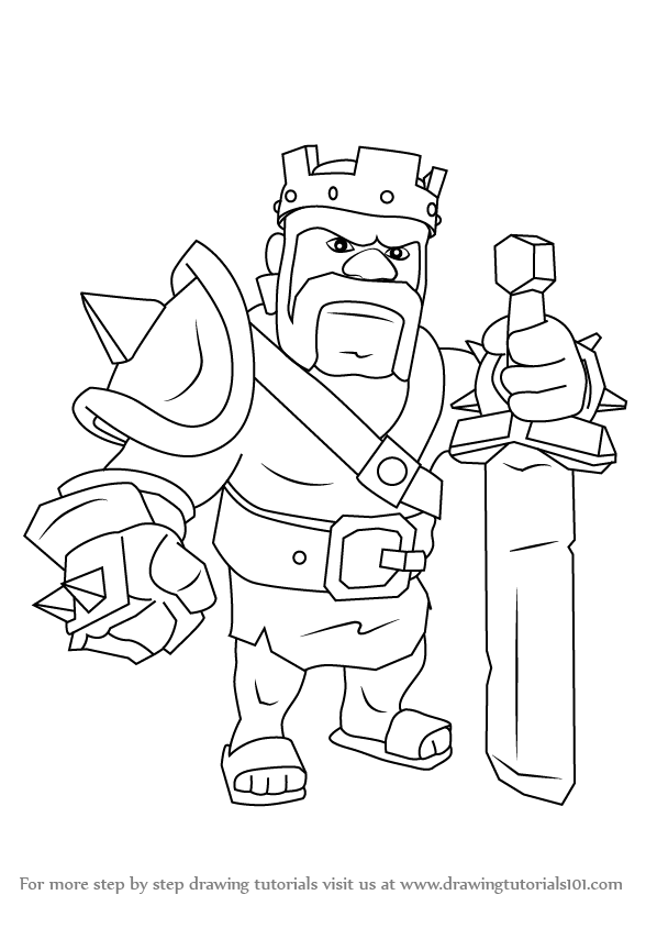 598x844 learn how to draw barbarian king from clash of the clans - King Drawing