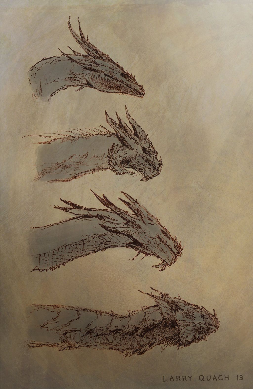 1024x1575 King Ghidorah Head Sketches - King Ghidorah Drawing