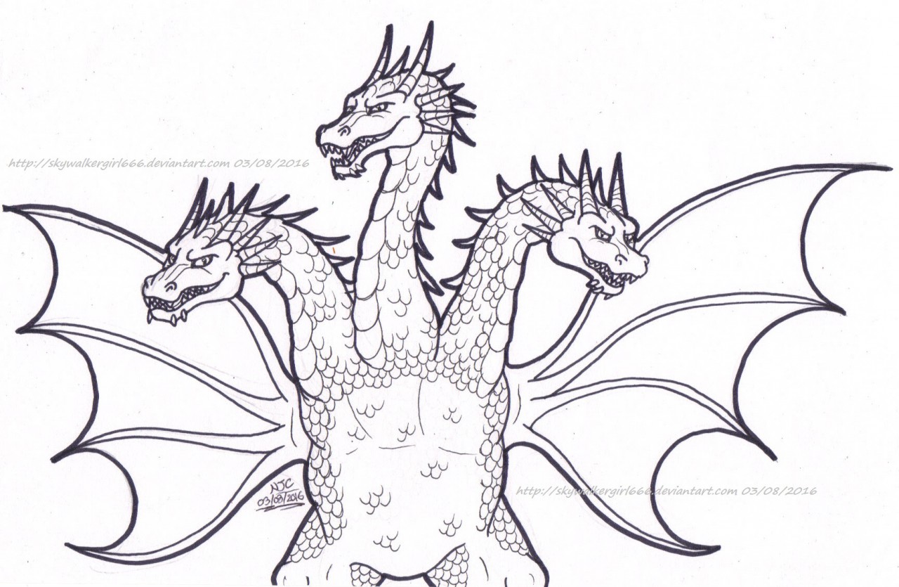 King Adora Coloring Page - How To Draw King Ghidorah Step By Step