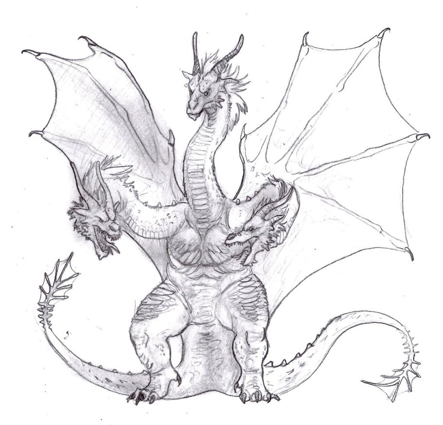 King Ghidorah Drawing At Paintingvalley Com Explore Collection Of King Ghidorah Drawing