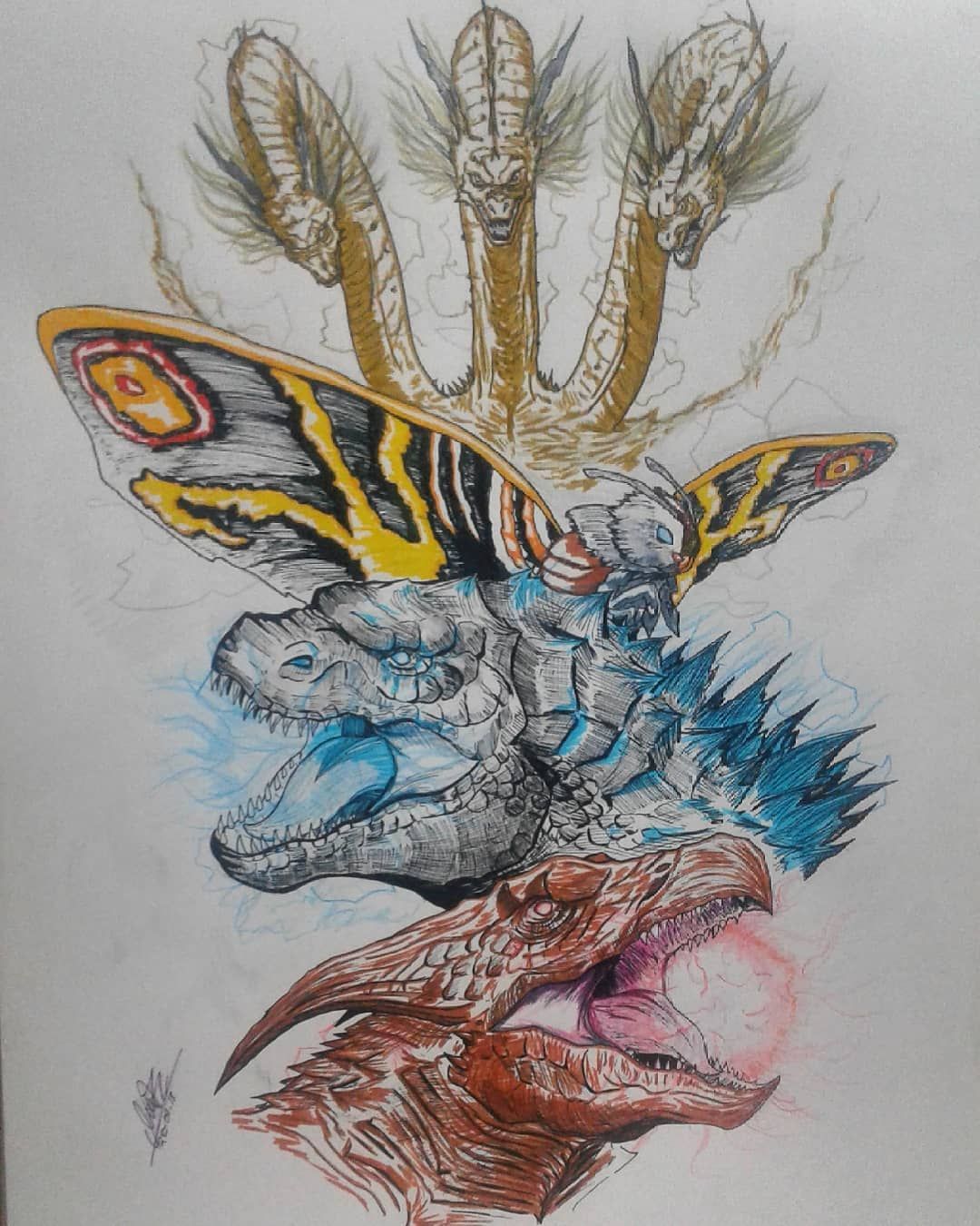 1080x1350 godzilla king of the monster - King Ghidorah Drawing.