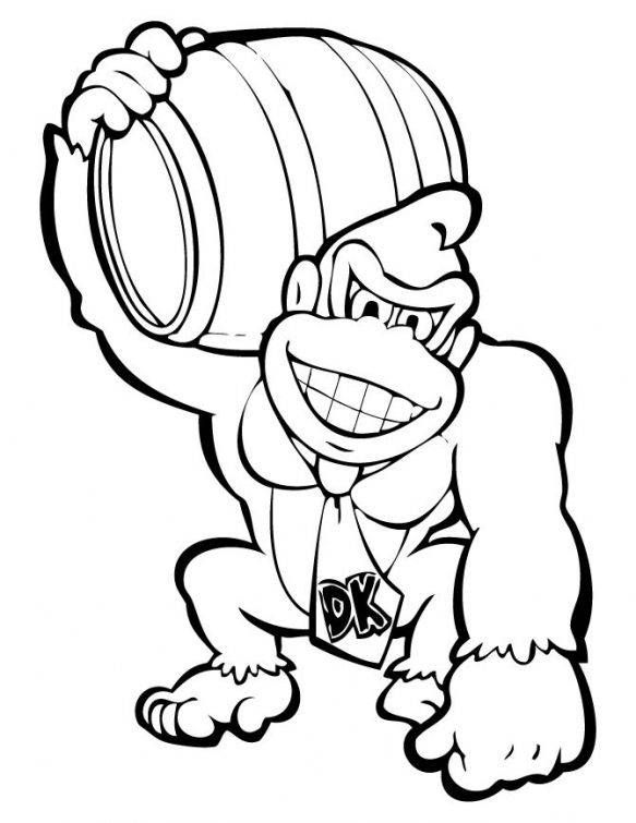 583x755 King Kong Coloring Pages Awesome Donkey Kong Holding A Barrel - King Kong Drawing