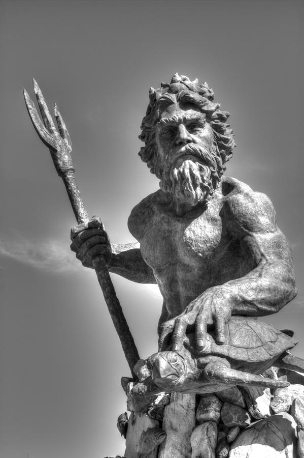 599x900 King Neptune Black And White Photograph - King Neptune Drawing