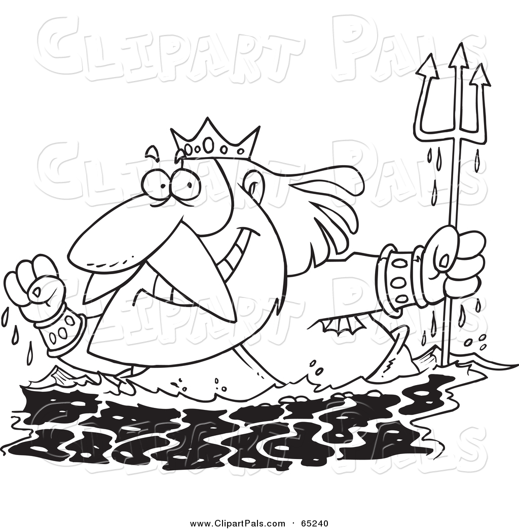 1024x1044 Pal Clipart Of Lineart King Neptune Surfacing - King Neptune Drawing